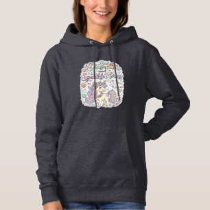 Einhorn-Muscheln und Glanzhörner Premium-Vektor Hoodie