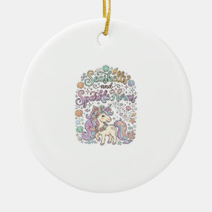 Einhorn-Muscheln und Glanzhörner Premium-Vektor Keramik Ornament