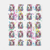 Einhorn-Musikmuster Fleecedecke (Vorderseite)