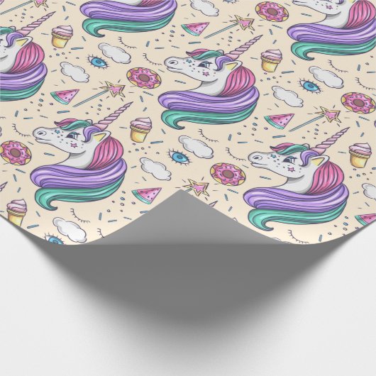 Einhorn-Muster Geschenkpapier (Ecke)