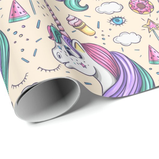 Einhorn-Muster Geschenkpapier (Rolleneckpunkt)