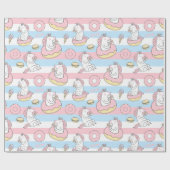 Einhorn-Muster Geschenkpapier (Flach)