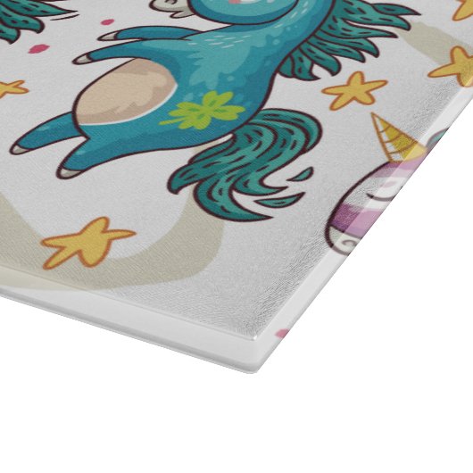 Einhorn-Muster Schneidebrett (Ecke)