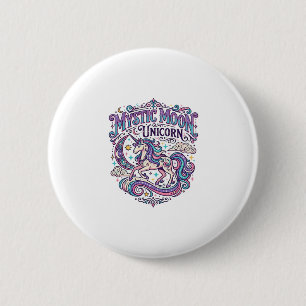 Einhorn Mystisch Mond Einhorn Farbige Button