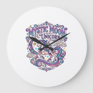 Einhorn Mystisch Mond Einhorn Farbige Große Wanduhr
