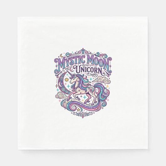 Einhorn Mystisch Mond Einhorn Farbige Serviette (Vorderseite)