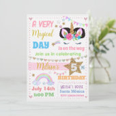 Einhorn nach Puff Birthday Einladung (Stehend Vorderseite)