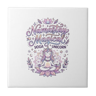 Einhorn Namastay Magisches Liebenswertes Typografi Fliese