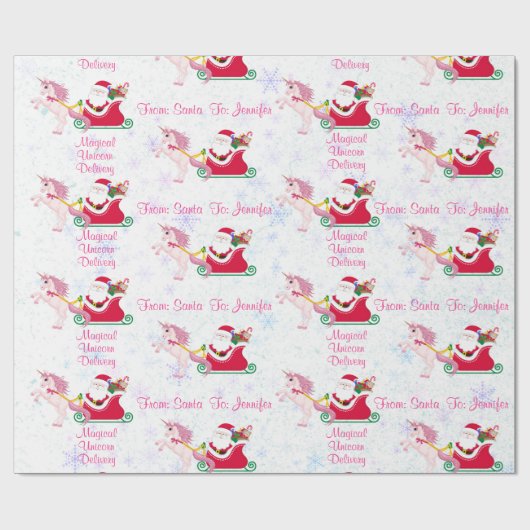 Einhorn Name Santa Magical Sleigh Ein Geschenk des Geschenkpapier (Flach)