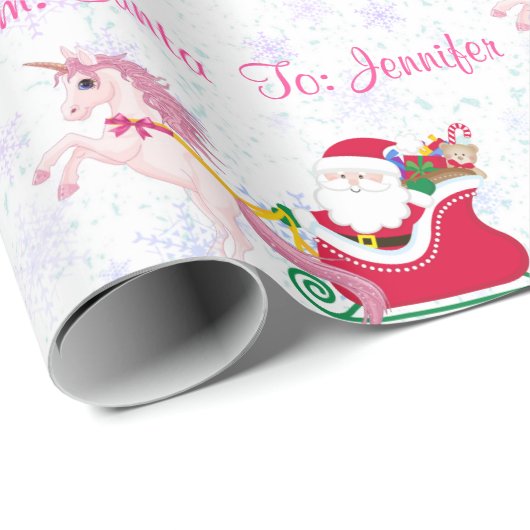 Einhorn Name Santa Magical Sleigh Ein Geschenk des Geschenkpapier (Rolleneckpunkt)
