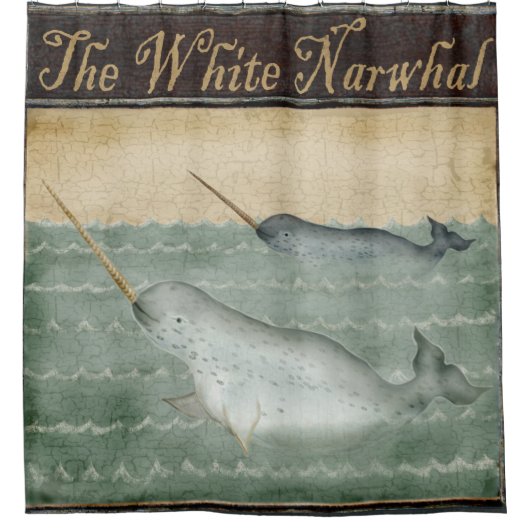 Einhorn Narwhal Seeseeseeozean Duschvorhang (Vorderseite)