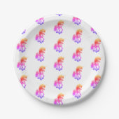 Einhorn Neon Pappteller (Vorderseite)