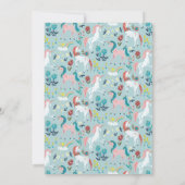 Einhorn niedlich magische Mädchen erste Geburtstag Einladung (Rückseite)