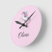 Einhorn Niedlich magische Wasserfarbe Runde Wanduhr (Winkel)