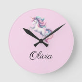 Einhorn Niedlich magische Wasserfarbe Runde Wanduhr (Vorderseite)