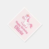 Einhorn Niedlich rosa Geburtstagspapier Napkin Serviette (Ecke)