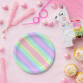 Einhorn Niedliche Pastel Rainbow Streifen Gradient Pappteller (Party)