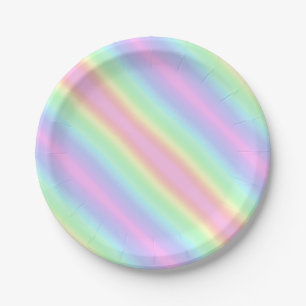 Einhorn Niedliche Pastel Rainbow Streifen Gradient Pappteller