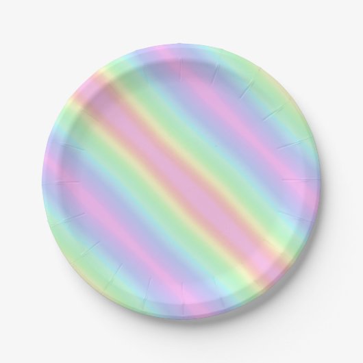 Einhorn Niedliche Pastel Rainbow Streifen Gradient Pappteller (Vorderseite)