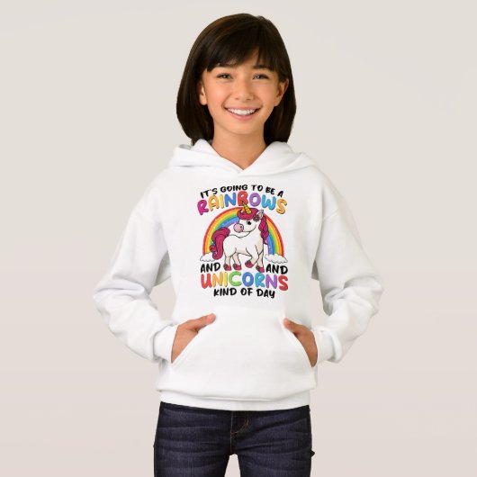Einhorn Niedliche Whimsical Funny Rainbows und Ein Hoodie (Vorne ganz)