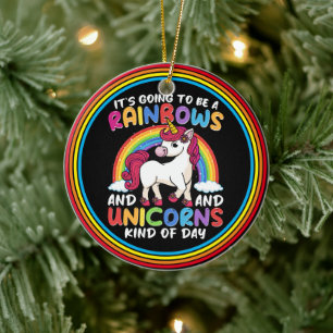 Einhorn Niedliche Whimsical Funny Rainbows und Ein Keramik Ornament