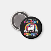 Einhorn Niedliche Whimsical Funny Rainbows und Ein Magnet (Vorderseite/Rückseite)