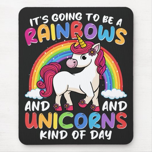 Einhorn Niedliche Whimsical Funny Rainbows und Ein Mousepad (Vorne)