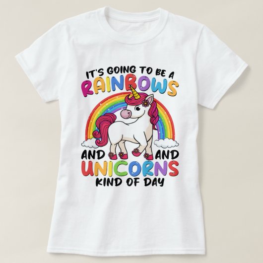 Einhorn Niedliche Whimsical Funny Rainbows und Ein T-Shirt (Design vorne)
