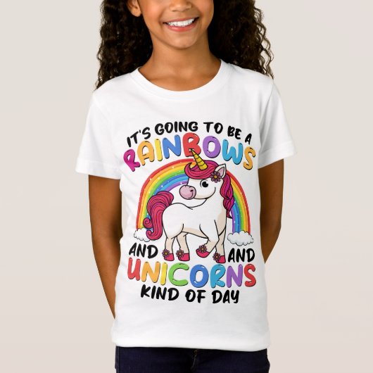 Einhorn Niedliche Whimsical Funny Rainbows und Ein T-Shirt (Vorderseite)