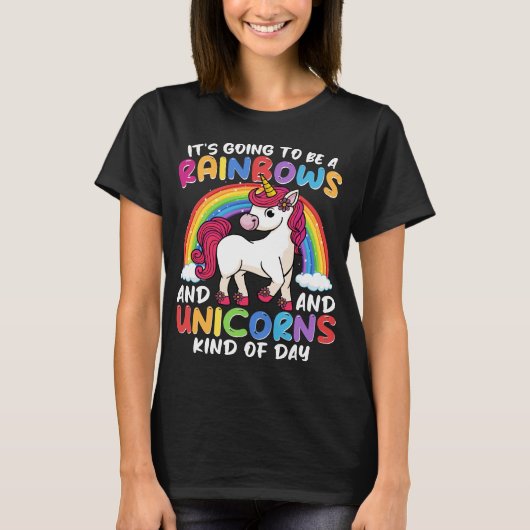 Einhorn Niedliche Whimsical Funny Rainbows und Ein T-Shirt (Vorderseite)