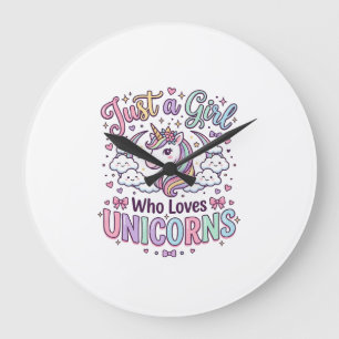 Einhorn Nur ein Mädchen das Einhörner liebt Weißer Große Wanduhr