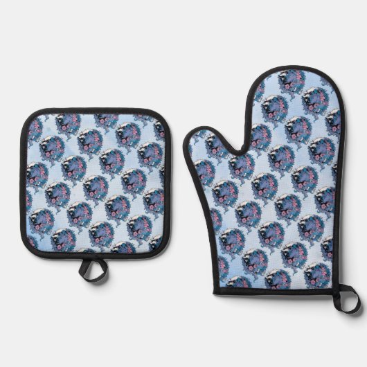 Einhorn Ofenhandschuh & Topflappen-Set (Vorderseite)