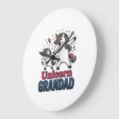 Einhorn-Opa Vintage-Stickerei-Shirt-Design_1 Große Wanduhr (Winkel)