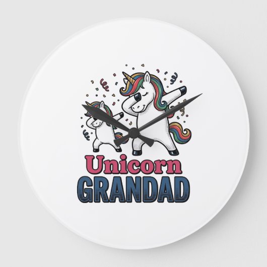 Einhorn-Opa Vintage-Stickerei-Shirt-Design_1 Große Wanduhr (Vorderseite)