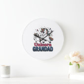 Einhorn-Opa Vintage-Stickerei-Shirt-Design_1 Große Wanduhr (Zuhause)