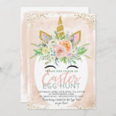 Einhorn Ostereier Jagen Einladung (Vorne/Hinten)