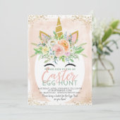 Einhorn Ostereier Jagen Einladung (Stehend Vorderseite)