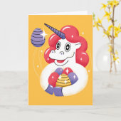Einhorn, Ostern Karte (Gelbe Blume)