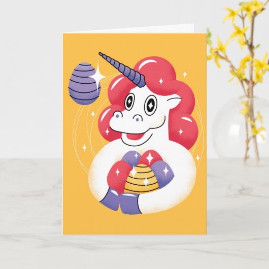 Einhorn, Ostern Karte (Gelbe Blume)