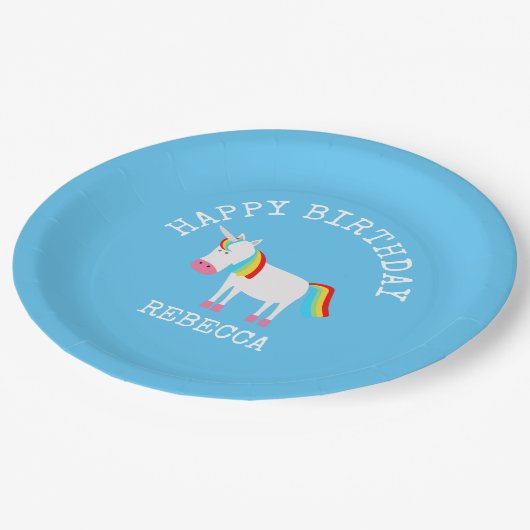 Einhorn Pappteller (Schrägansicht)