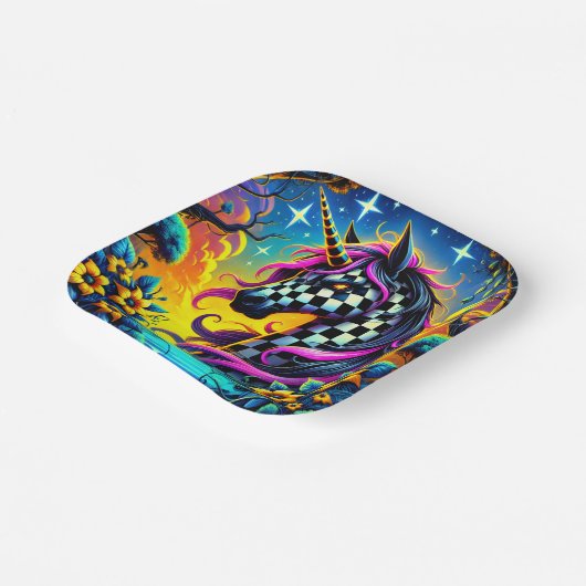 Einhorn Pappteller (Gewinkelt)