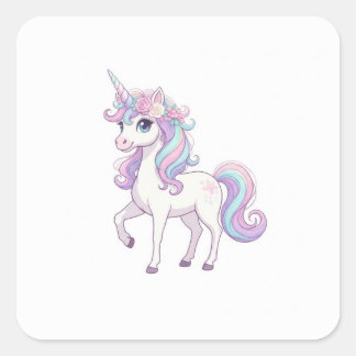 Einhorn-Party-Button Quadratischer Aufkleber