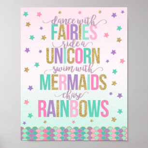 Einhorn-Party-Dekoration Einhorn-Party-Schild Poster