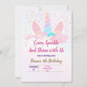 Einhorn-Party Einladung (Vorderseite)