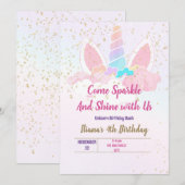 Einhorn-Party Einladung (Vorne/Hinten)