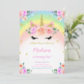 Einhorn-Party Einladung (Stehend Vorderseite)