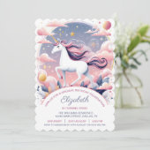 Einhorn Party Einladung, Einhorn Geburtstag Einladung (Stehend Vorderseite)