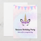 Einhorn-Party-Einladung Einladung (Vorne/Hinten)