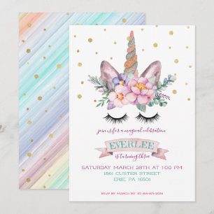 Einhorn-Party Einladung Unicorn Cake