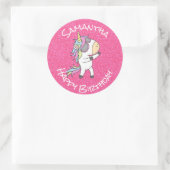 Einhorn Party Glitzer Pastell Pink Runder Aufkleber (Tasche)